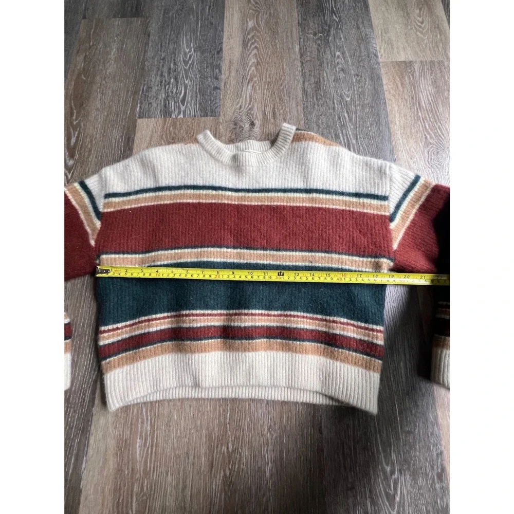 Shaner Striped‎ Wool Blend Sweater Womens One Size Multi Color Crop Knit